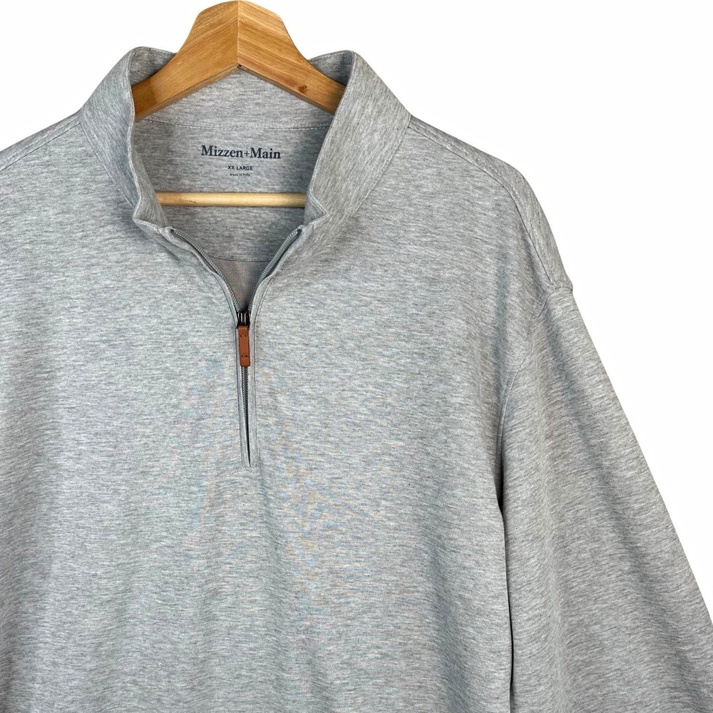 Mizzen+Main Mens KPI Performance 1/4 Zip Pullover Casual Gray Heather XXL